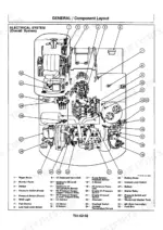 Hitachi EX200-5, EX200LC-5 electrical system component layout diagram showing sensor and relay locations.