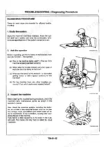 Hitachi EX200-5, EX200LC-5 troubleshooting manual page showing three basic steps for diagnosing machine malfunctions.