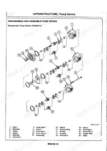 hitachi-ex20ur-2-ex30ur-2-ex40ur-2-excavator-workshop-manual-km-584e-00-exploded-view-45.webp Hitachi EX20UR-2, EX30UR-2, EX40UR-2, Excavator exploded view of pump device disassembly and assembly components.