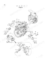 hitachi-ex20ur-excavator-parts-catalog-p1a9-1-1-engine-parts-5.webp Hitachi EX20UR engine mounting exploded view showing engine block, pump device, brackets, and hardware components.