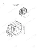 hitachi-ex22-excavator-parts-catalog-p1aa-1-5-cab-parts-185.webp Hitachi EX22 parts catalog page 185 showing an exploded view diagram of the operator cab assembly components.
