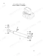 hitachi-ex25-2-excavator-parts-catalog-hydraulic-parts-29.webp Hitachi EX25-2 exploded view diagram of the boom swing cylinder, showing bushings, seals, and hydraulic fittings.