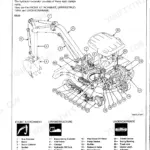 Hitachi EX25, EX35, EX40, Excavator component diagram showing front attachment, upperstructure, and undercarriage parts.
