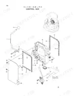 hitachi-ex27u-excavator-parts-catalog-p1ar-1-1-cab-parts-43.webp Hitachi EX27U exploded view diagram of the control box assembly, including levers, housing, seals, and mounting hardware.