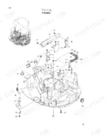 hitachi-ex27u-excavator-parts-catalog-p1ar-1-1-chassis-parts-1.webp Hitachi EX27U exploded view diagram of the main frame assembly, including hydraulic hoses, brackets, and mounting hardware.