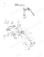 hitachi-ex30ur-2c-excavator-parts-catalog-boom-parts-161.webp Hitachi EX30UR-2C exploded view diagram of offset boom assembly components, pins, bushings, and grease fittings.
