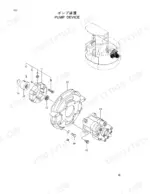 hitachi-ex30ur-2c-excavator-parts-catalog-parts-list-2.webp Hitachi EX30UR-2C exploded view diagram of the pump device assembly, including housing, coupling, and hydraulic pump.