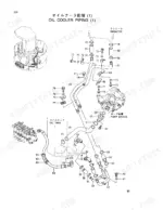 hitachi-ex33mu-excavator-parts-catalog-p1bm-1-2-hydraulic-parts-31.webp Hitachi EX33MU exploded view diagram of oil cooler piping, radiator, pump device, and oil tank connections.