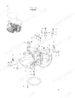 hitachi-ex33u-excavator-parts-catalog-p1bn-1-1-chassis-parts-1.webp Hitachi EX33U exploded view diagram of the main frame assembly, including mounts, pins, and hardware components.