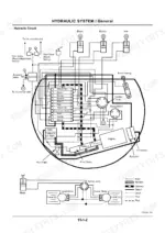 hitachi-ex33u-hydraulic-excavator-technical-manual-hydraulic-65.webp Hitachi EX33u, 33u, 33Mu, 30-2 hydraulic system general circuit diagram showing pumps, motors, and control valves.