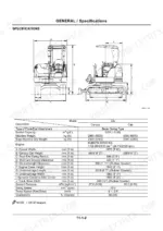 hitachi-ex33u-hydraulic-excavator-technical-manual-specs-5.webp Hitachi EX33u, 33u, 33Mu, 30-2 technical manual page showing excavator dimensions diagram and general specifications table.