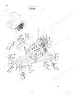 hitachi-ex35-2-excavator-parts-catalog-p1b5-1-2-engine-parts-7.webp Hitachi EX35-2 engine exploded view showing engine mounts, brackets, and hardware assembly components.
