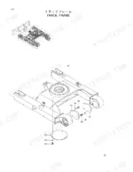 hitachi-ex35u-hydraulic-excavator-parts-catalog-p1au-1-1-chassis-parts-153.webp Hitachi EX35U exploded view diagram of the track frame assembly, showing covers, bolts, and washers.