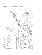 hitachi-ex40-2-excavator-parts-catalog-p1b8-1-2-cab-parts-55.webp Hitachi EX40-2 exploded view diagram of the right side canopy console, levers, and pilot piping components.