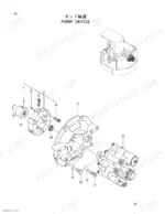 hitachi-ex40ur-2c-excavator-parts-catalog-p1bc-1-1-hydraulic-parts-21.webp Hitachi EX40UR-2C exploded view of pump device showing coupling, housing, and hydraulic pump assembly components.