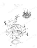 hitachi-ex40ur-excavator-parts-catalog-p1ba-1-2-chassis-parts-1.webp Hitachi EX40UR exploded view diagram of the main frame assembly, swing bearing, and associated mounting hardware.