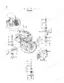 Hitachi EX40UR engine mounting exploded view showing engine, pump device, rubber mounts, bolts, and brackets.