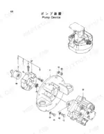 hitachi-ex40ur-excavator-parts-catalog-p1ba-1-2-parts-list-2.webp Hitachi EX40UR pump device exploded view showing hydraulic pump, mounting plate, coupling, and hardware components.
