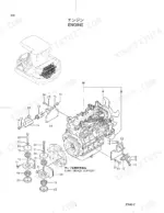 hitachi-ex45-2-hydraulic-excavator-parts-catalog-p1be-1-2-engine-parts-5.webp Hitachi EX45-2, EX40-2 engine exploded view showing pump device support, mounts, and hardware components.