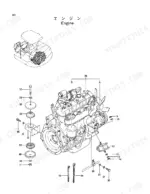 hitachi-ex45-excavator-parts-catalog-p1bd-1-1-engine-parts-5.webp Hitachi EX45 engine exploded view showing engine mounting components, bolts, washers, and brackets with reference numbers.