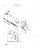 hitachi-ex45-excavator-parts-catalog-p1bd-1-1-parts-list-2.webp Hitachi EX45 exploded view diagram of the hydraulic piston pump assembly, showing internal gears, springs, and seals.