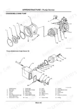 hitachi-ex550-5-to-ex600lch-5-hydraulic-excavator-service-manual-hydraulic-parts-70.webp Hitachi EX550-5, EX600H-5, EX550LC-5, EX600LCH-5 exploded view diagram for main pump disassembly and displacement sensor.