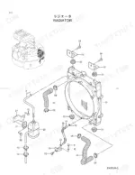 hitachi-ex55ur-3-hydraulic-excavator-parts-catalog-p1bh-1-1-hydraulic-parts-11.webp Hitachi EX55UR-3 radiator exploded view showing cooling system hoses, reservoir tank, and mounting brackets.