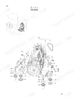 hitachi-ex58mu-excavator-parts-catalog-p1bp-1-2-engine-parts-5.webp Hitachi EX58MU engine exploded view showing engine mounts, brackets, bolts, and drive belt components.