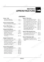 hitachi-ex75ur-5-75us-5-hydraulic-excavator-workshop-manual-w197e-00-procedures-50.webp Hitachi EX75UR-5, 75US-5 Section 2 Upperstructure Table of Contents for cab, pump, valve, and swing device procedures.
