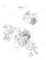 hitachi-ex8-2-hydraulic-excavator-parts-catalog-p1a1-1-1-engine-parts-5.webp Hitachi EX8-2 engine exploded view showing engine block, mounting brackets, rubber dampers, and hardware components.