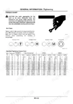 hitachi-ex8-2b-hydraulic-excavator-technical-manual-torque-111.webp Hitachi EX8-2B torque chart showing tightening specifications for T, H, M, and socket bolts by diameter and wrench size.
