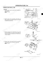 hitachi-zaxis70-zaxis70lc-hydraulic-excavator-technical-manual-to1cde-00-procedures-469.webp Hitachi ZAXIS70, ZAXIS70LC cab removal procedure, seat and air conditioner ducting disassembly diagrams.