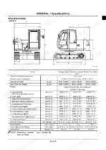 hitachi-zaxis70-zaxis70lc-hydraulic-excavator-technical-manual-to1cde-00-specs-7.webp Hitachi ZAXIS70, ZAXIS70LC general specifications table and dimensional diagram for excavator machine components.