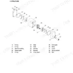 Hyundai HL730-3 brake pump exploded view diagram showing gear, bushing, and seal assembly components with parts list.