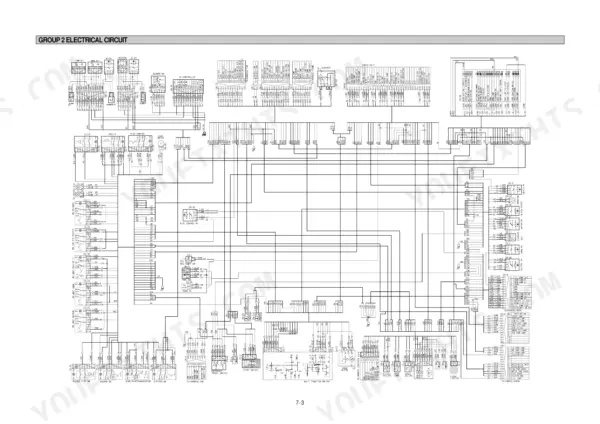 Hyundai HL750 electrical circuit wiring diagram showing AC controller, switches, relays, and harness connections.