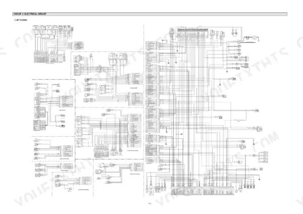 Hyundai R140LC-7, R140LCD-7, R140LCM-7 electrical circuit wiring diagram for machines up to serial number 0255.
