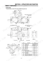 hyundai-r170w-7a-wheel-excavator-shop-manual-exploded-view-37.webp Hyundai R170W-7A main pump structure diagram, hydraulic circuit, and port specifications table.