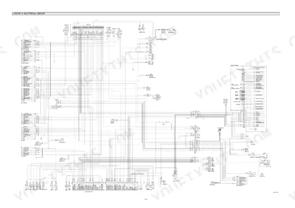 Hyundai R360LC-7 electrical circuit wiring diagram showing fuse box, engine harness, and controller connections.