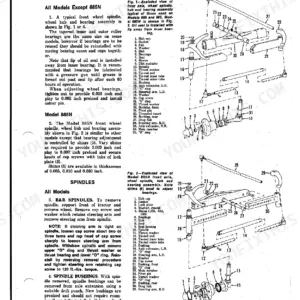 Ji Case / David Brown 885, 885N, 995, 1210, 1212, 1410, 1412 front axle exploded view, wheel bearing and spindle procedures