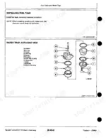 john-deere-1350-to-1950n-tractors-technical-manual-tm4437-exploded-view-215.webp John Deere 1350, 1550, 1750, 1850, 1850N, 1950, 1950N fuel tank installation procedure and water trap exploded view diagram.