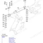 John Deere 204K, 304K exploded view diagram for steering cylinder removal and installation with parts legend.