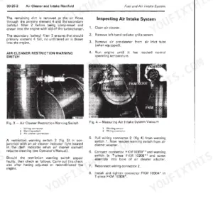 John Deere 2140 air cleaner and intake manifold inspection in the fuel and air intake system