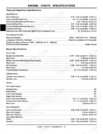 john-deere-2305-compact-utility-tractor-technical-manual-tm2289-torque-28.webp John Deere 2305 3TNV76 engine specifications table for valve train, cylinder head, and fuel injection nozzle settings.