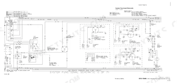 John Deere 300D, 310D, 315D wiring diagram for power, charging, and start circuit system functional schematic.