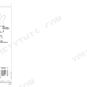 John Deere 310SE, 315SE cab work light harness component location diagram and connector pinout tables.