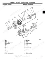 john-deere-3215-to-3235b-lightweight-fairway-mower-technical-manual-tm1534-feb03-troubleshooting-47-1.webp John Deere 3215, 3215A, 3215B, 3225B, 3235, 3235A, 3235B exploded view diagram of diesel engine alternator components.