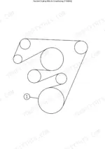 john-deere-325-328-skid-steer-repair-manual-tm2192-system-diagram-157.webp John Deere 325, 328 fan belt routing diagram with air conditioning, showing pulley configuration and belt path.