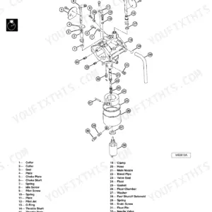 John Deere 325, 345 exploded view diagram of the FC540V engine carburetor assembly with numbered parts list.