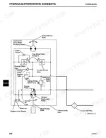 john-deere-325-345-lawn-and-garden-tractors-technical-manual-tm1574-feb-95-hydraulic-399.webp John Deere 325, 345 hydraulic hydrostatic schematic showing pump, motor, charge pump, relief valves, and oil filters.