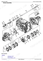 john-deere-3320-3520-3720-technical-manual-tm2365-brakes-2029-1.webp Brake assembly component location drawing with its lettered parts legend